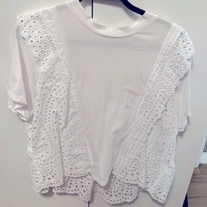 Sea Ruffle Lace Eyelet-Trim T-Shirt